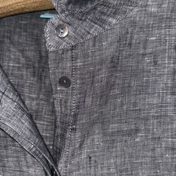 blue illusion L Chambray Ink across Dye Blue Long Sleeve Button Front Shirt - Picture 9 of 16